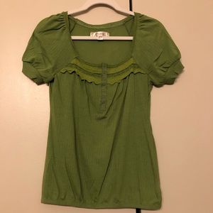 Green short sleeve Henley top